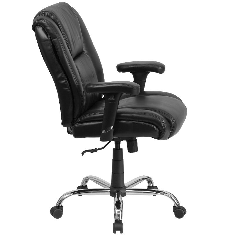 Emma and Oliver 400 lb. Big & Tall Black LeatherSoft Task Adjustable Arm Ergonomic Office Chair