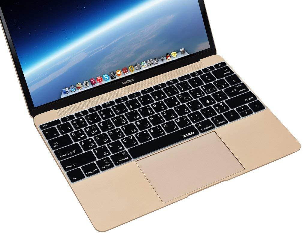 XSKN Arabic Silicone Keyboard Skin Cover for MacBook 12" with Retina Display 2015 Version US Layout (Black)