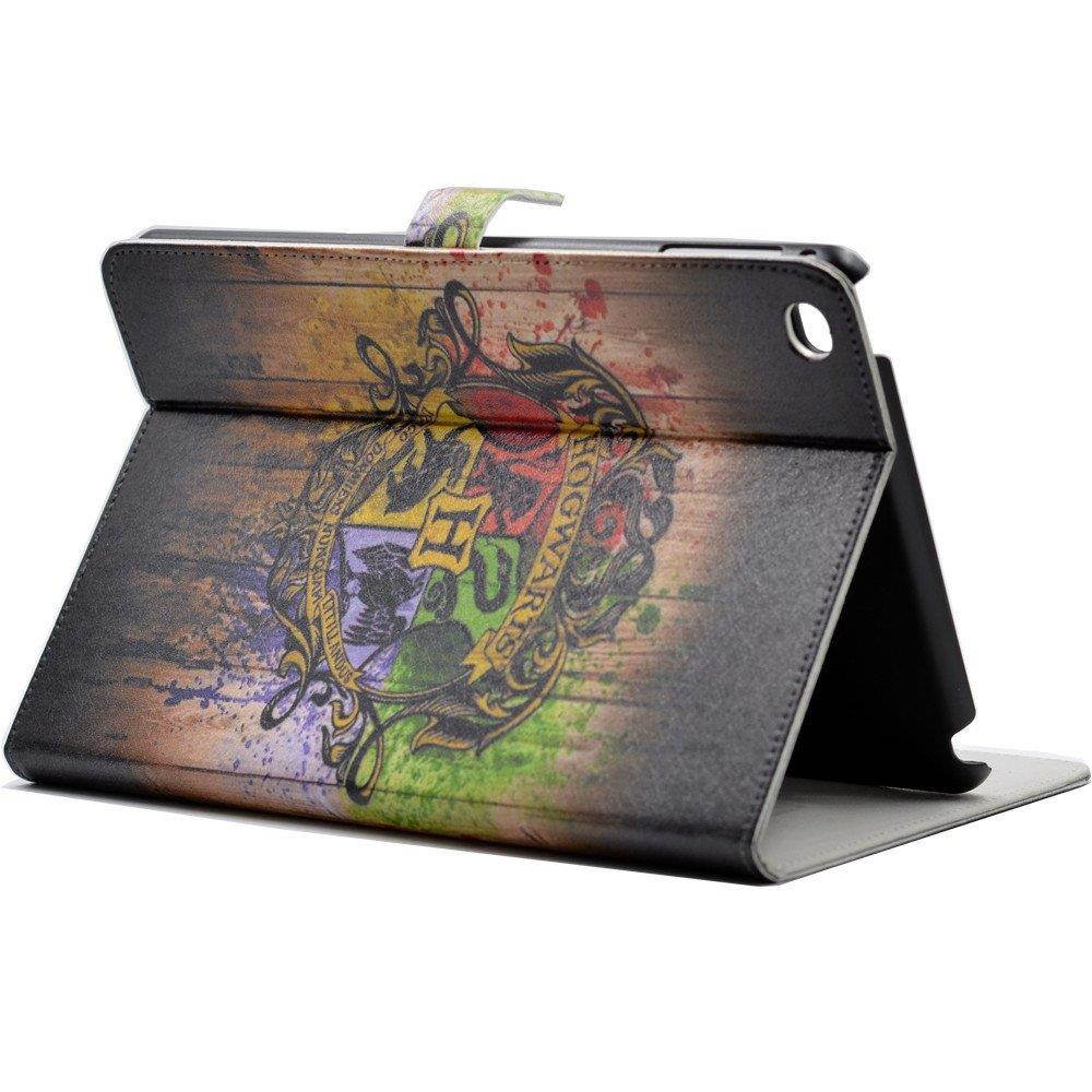 Unique! Hogwarts Art Colorful Paint Splatter Pattern Leather Flip Stand Case Cover for 2015 Apple iPad Mini 4 (4th Generation iPad mini4)