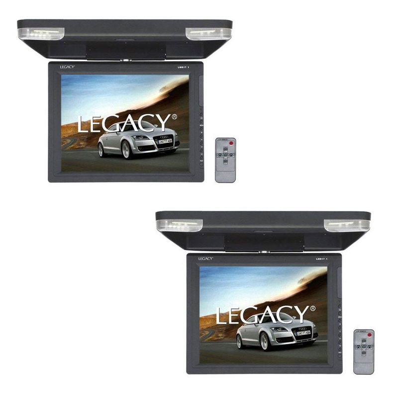 Legacy 15.1 Inch TFT Car/Truck Flip Down Roof Mount Video Monitor w/ IR (2 Pack)