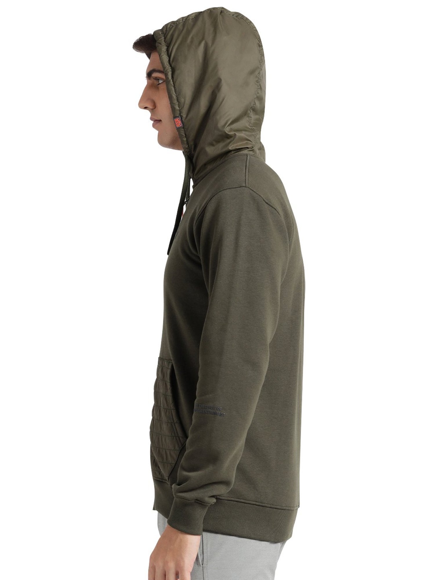 Wildcraft Dark Olive Regular Fit Self Design Hooded Sweatshirt