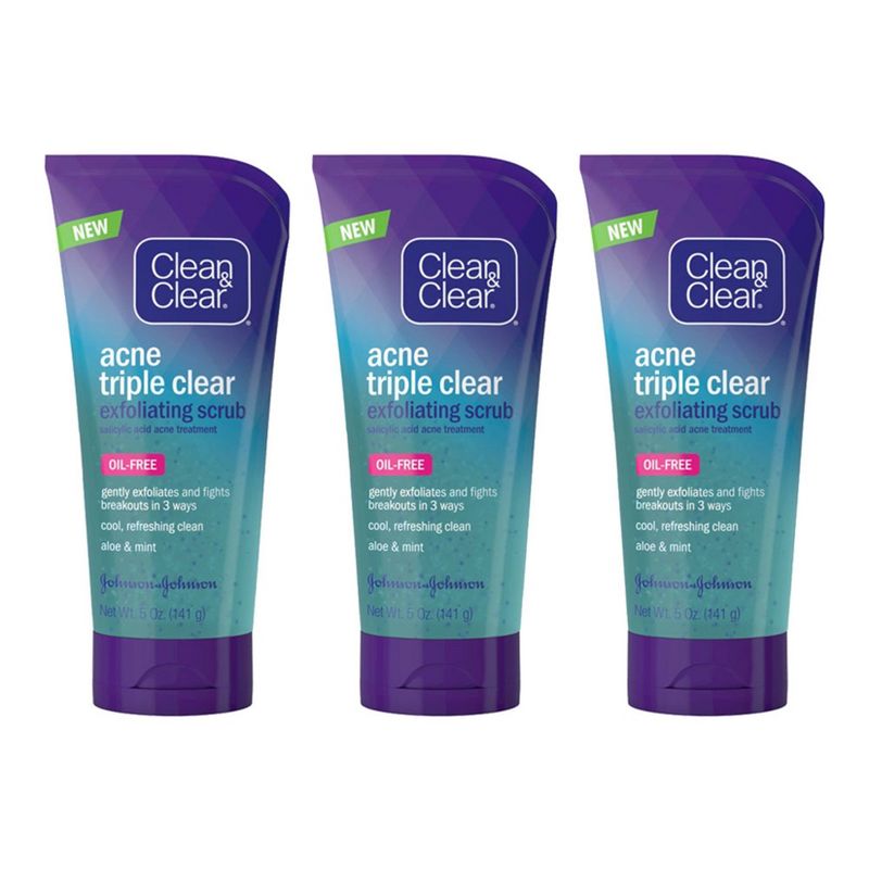 Clean & Clear Acne Triple Clear Exfoliating Facial Scrub - 5oz