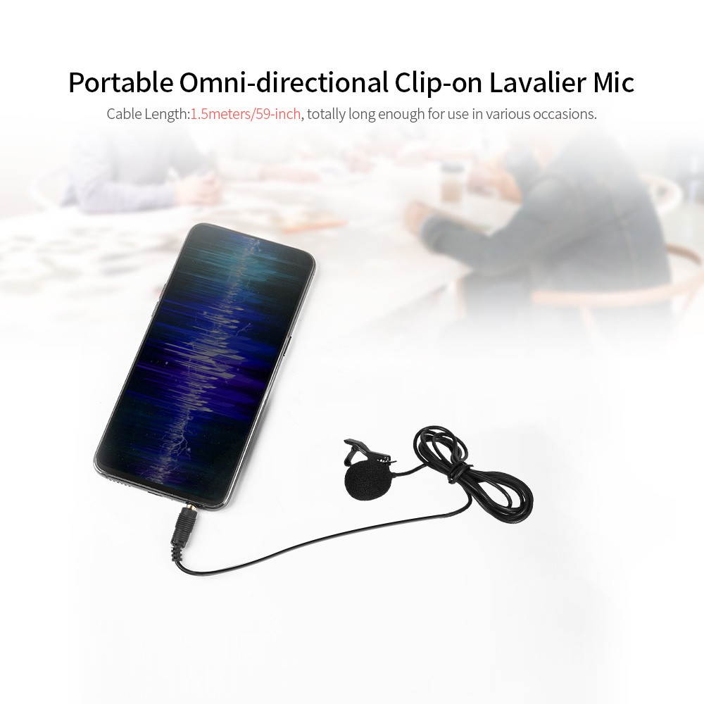 GL-119 3.5AUX Lavalier Microphone Omni Directional Condenser Microphone Superb Sound for Audio and Video Recording Black