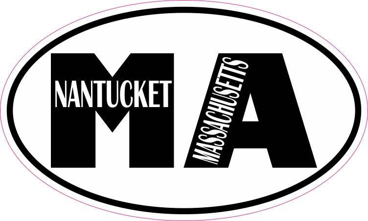 StickerTalk Oval MA Nantucket Massachusetts Vinyl Sticker, 5 inches by 3 inches