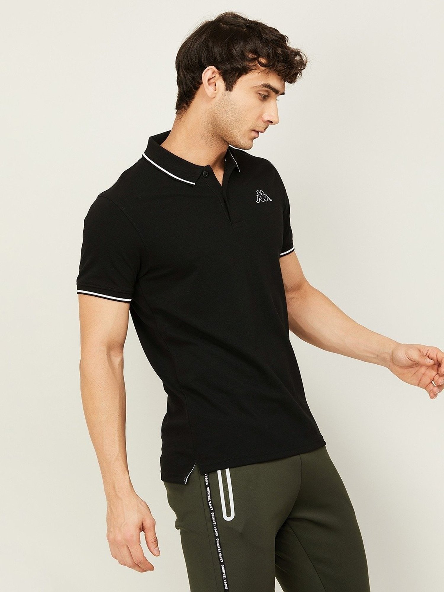 KAPPA Black Regular Fit Polo T-Shirt