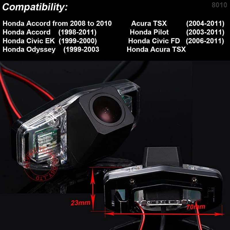 Reversing VehicleSpecific Integrated in Number Plate Light License Rear View Backup Camera for Honda AccordAcura TSXAccordPilotCivic EKCivic FDOdysseyAcura TSX HD Back Camera