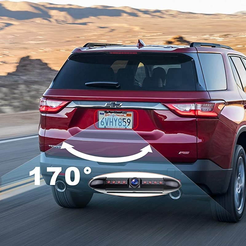 Plate Wireless Backup Camera - IP69 Waterproof Night Vision Plate Frame Camera for Cars, Trucks, Vans, Pickups, SUVs, WiFi Backup Camera for iPhone/Android Phone, Guide Lines On/Off