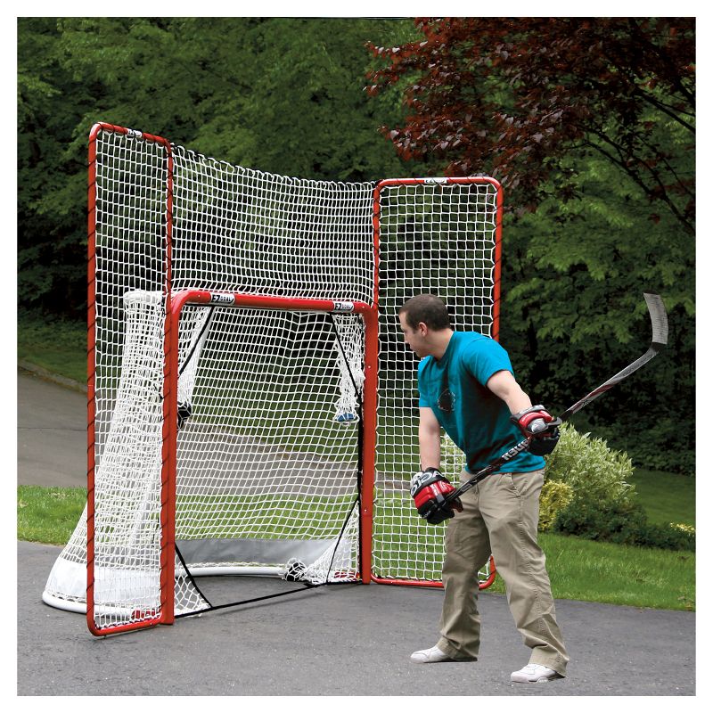 EZ Goal Folding Metal Hockey Goal with Backstop-Targets & Shooter Tutor - 6'x4'