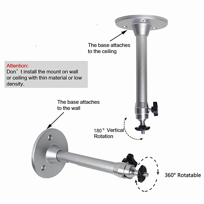 Mini Ceiling Projector Mount for Projectors CCTV DVR Cameras  Angle Adjustable Projection Length 175mm688in Silver