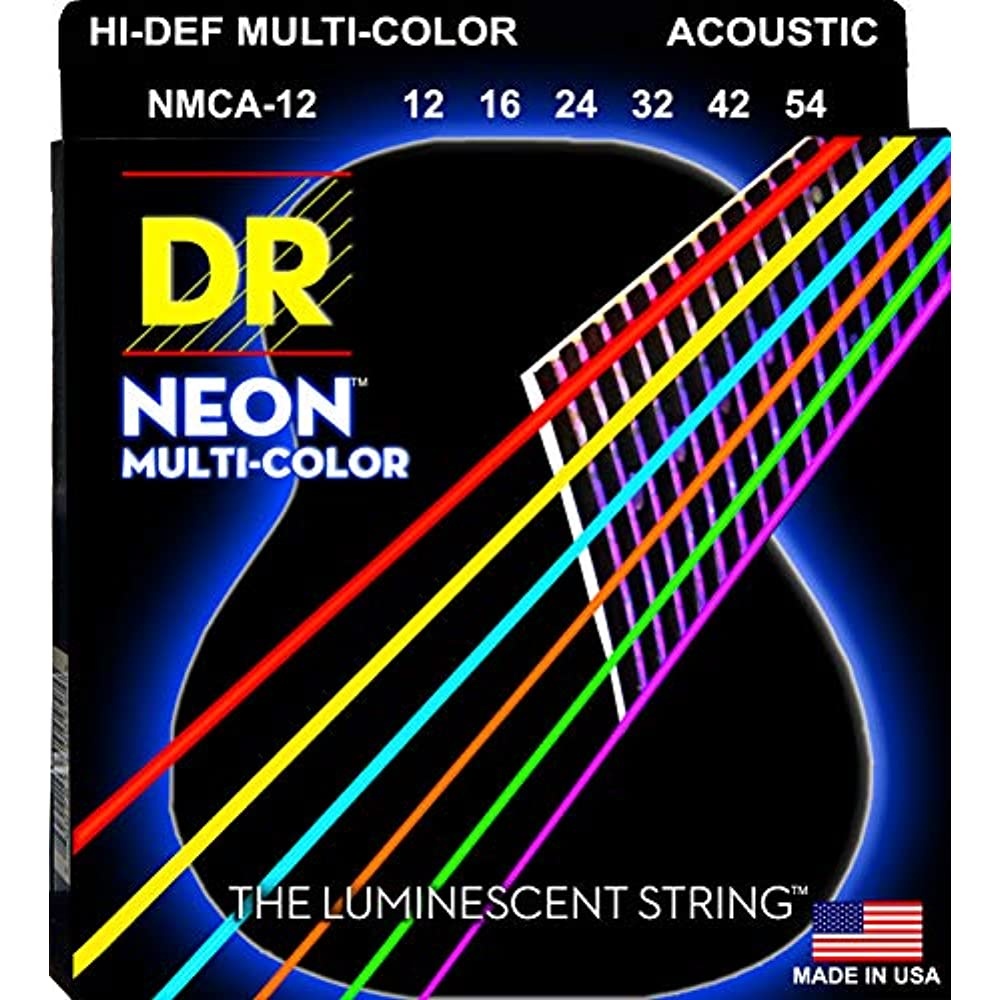 NEON Hi-Def Multi-Color Acoustic Guitar String Set (12-54)