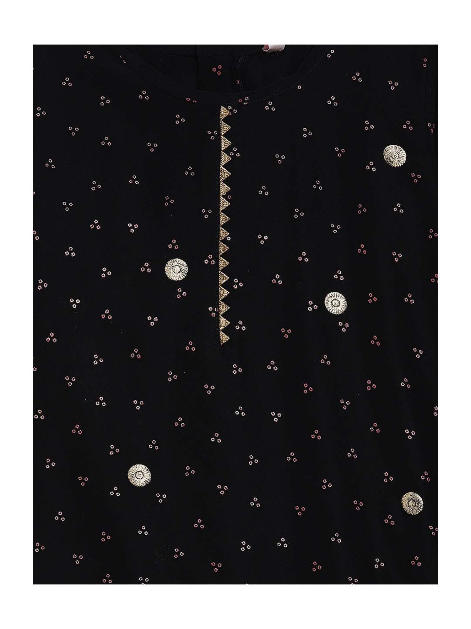 Ahalyaa Kids Black Printed Kurta & Dupatta With Pants