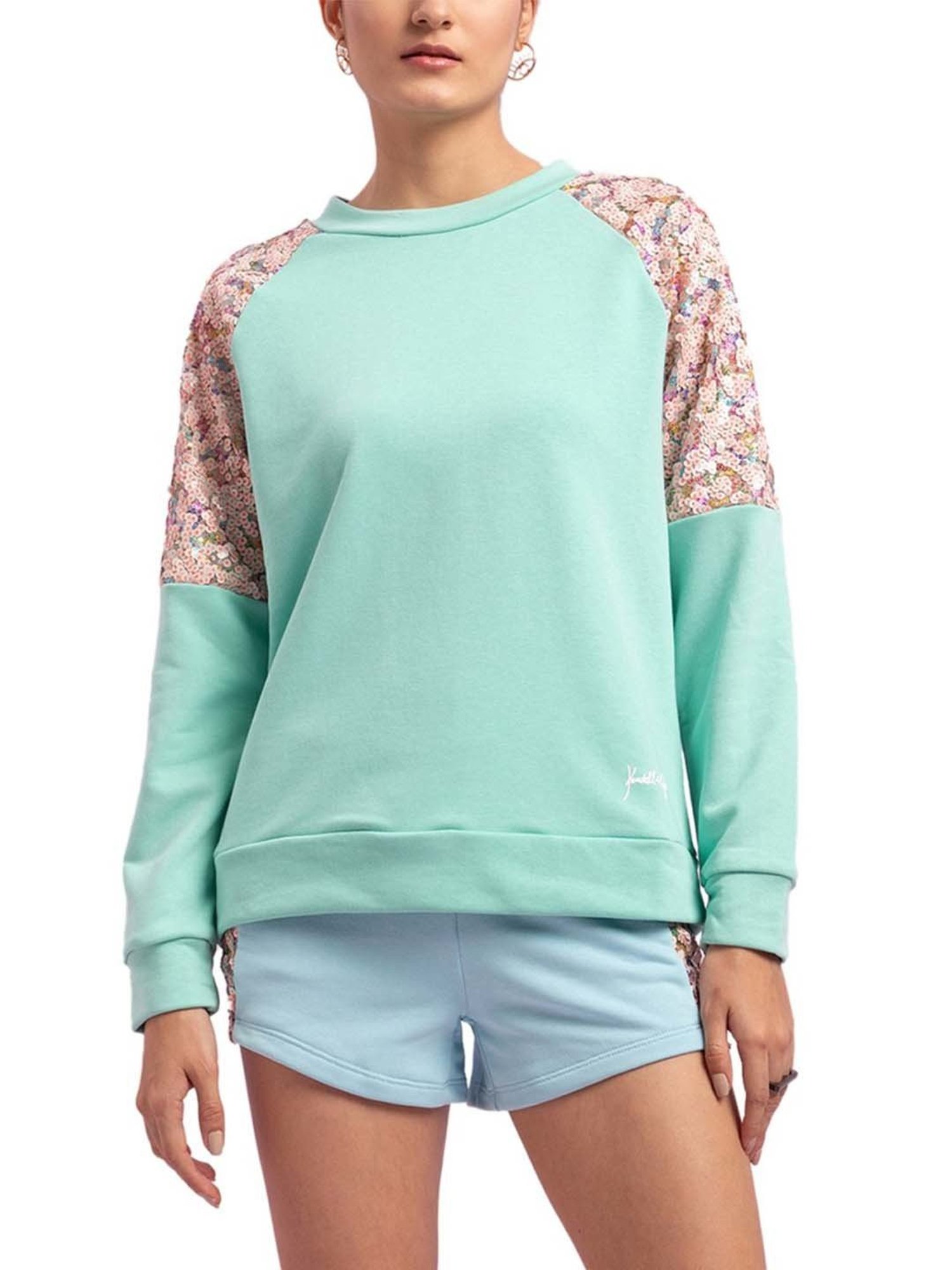 KENDALL + KYLIE Green Embellished Sweatshirt