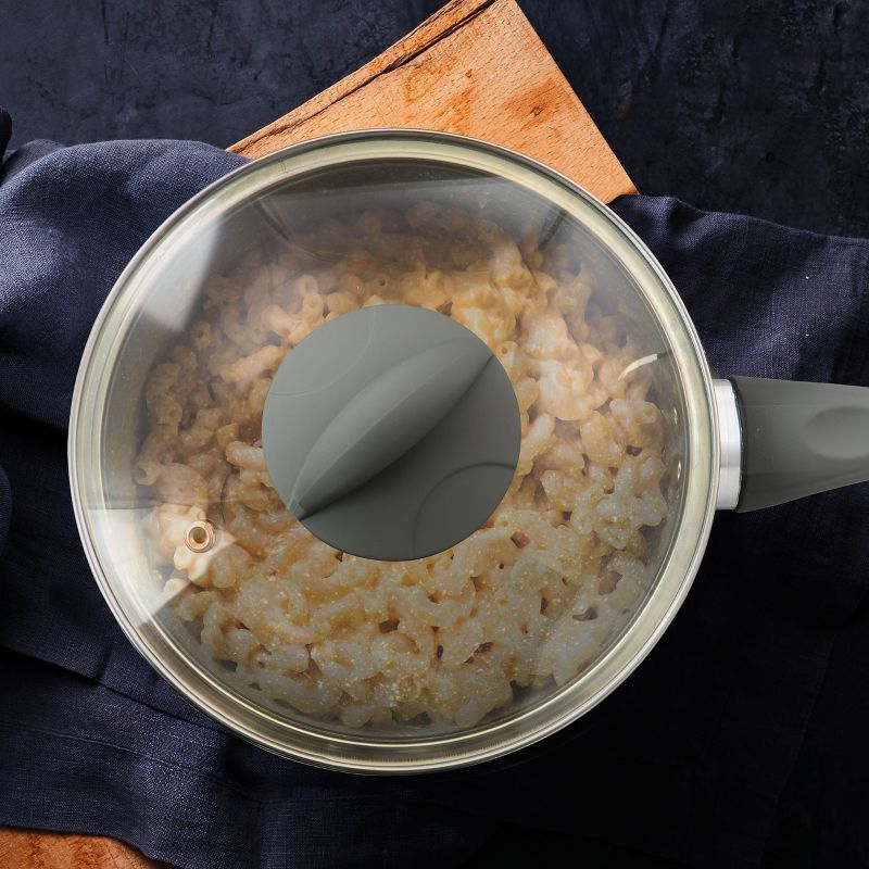 Oster Cuisine Echodale 2 Quart Aluminum Nonstick Saucepan with Lid in Grey Speckle