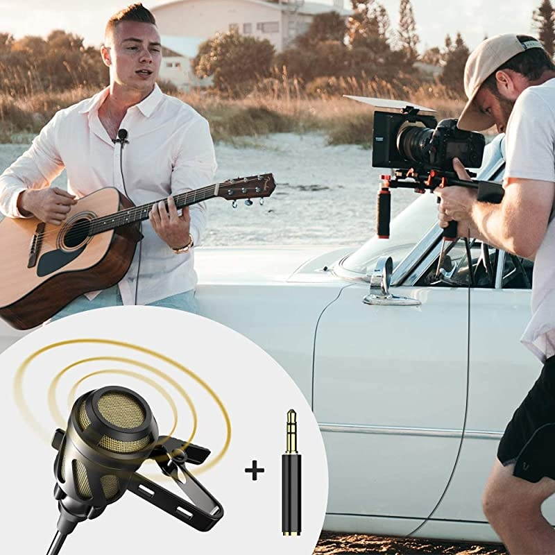 Lavalier Lapel Microphone 787 Omnidirectional Condenser Noise Cancelling Mic with 984 Extended Cable for iPhone Android DSLR Camera Computer YouTube Interview Studio Video