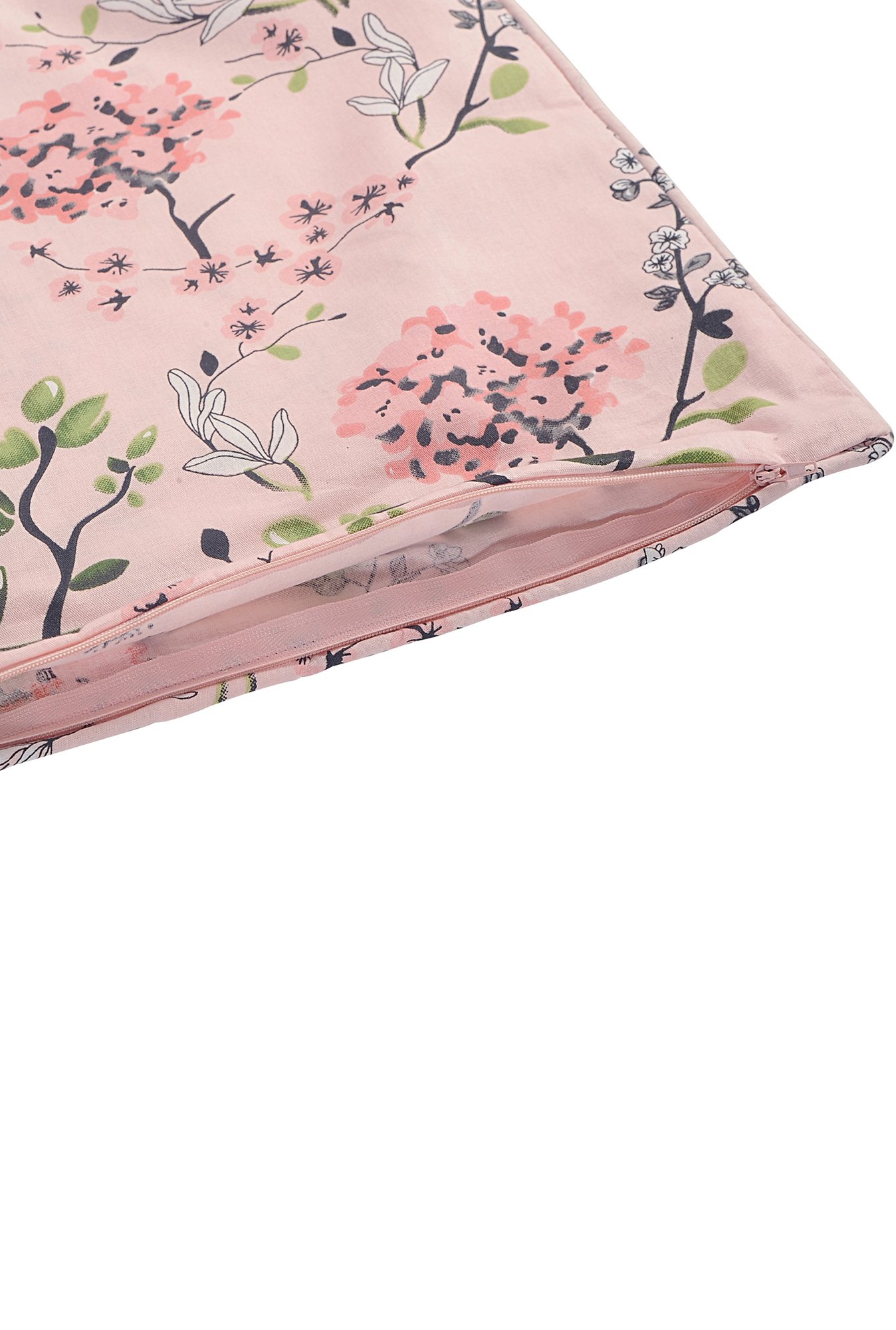 Swayam Pink & Grey Floral Cotton 160 TC Diwan - Set of 6