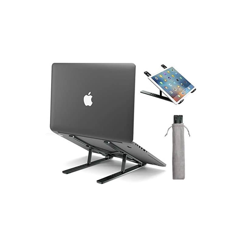 Upgraded Laptop Stand,  Adjustable Aluminum Notebook Stand for Desk with Magnet, Portable Foldable Laptop Holder Compatible with All 10-15.6in Laptops (Gray)