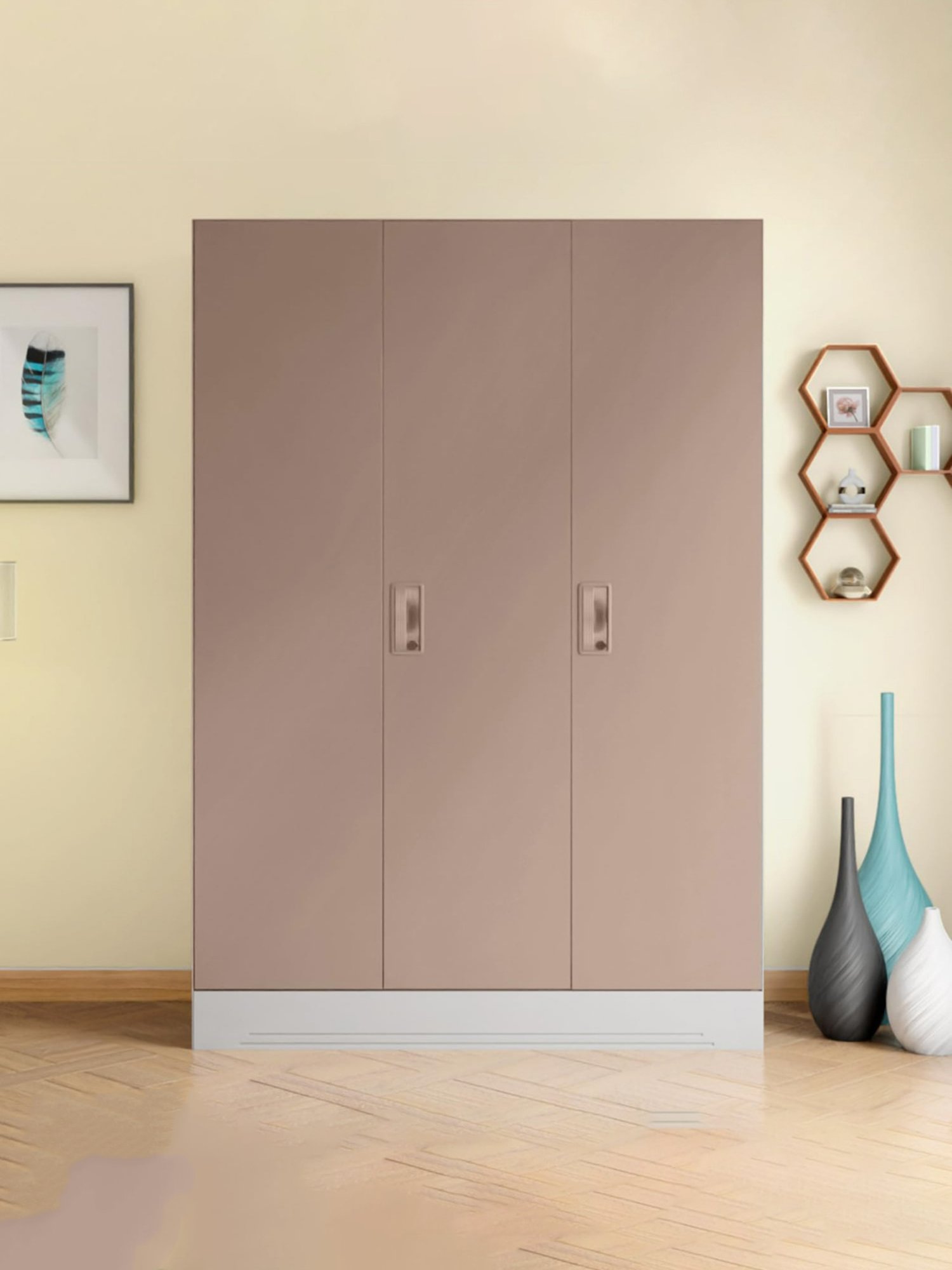 Godrej Interio Ewa Brown Engineered Wood 4 Door Wardrobe
