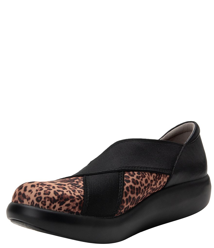 Alegria Evie Leopard Print Dream Fit X Strap Slip-Ons