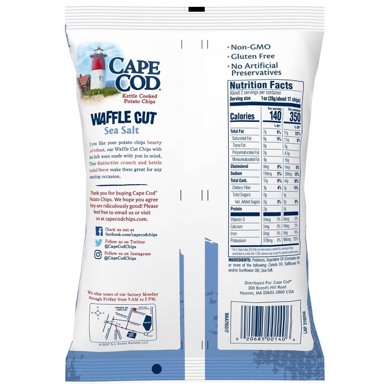 Cape Cod Sea Salt Waffle Cut Kettle chip - 2.5oz