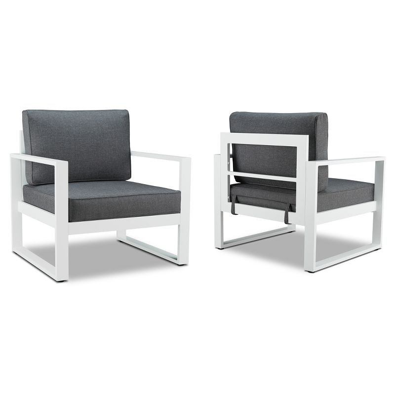 Baltic 2pc Metal Patio Chair Set - White - Real Flame