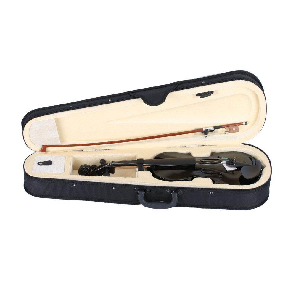 New 1/2 Size Black Acoustic Violin with Case Bow Rosin