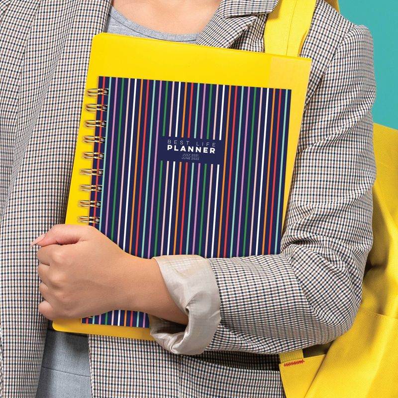 2021-22 Academic Planner 9" x 7" Preppy Stripes Luxe Daily/Weekly/Monthly - The Time Factory