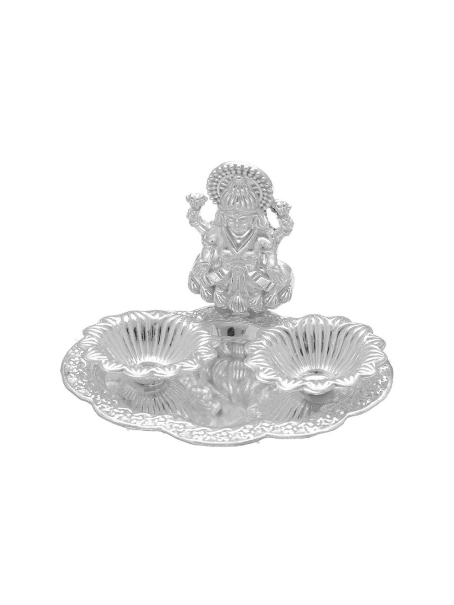 Sri Jagdamba Pearls 0.8 Silver Lakshmi Diya Thali - 40 gm