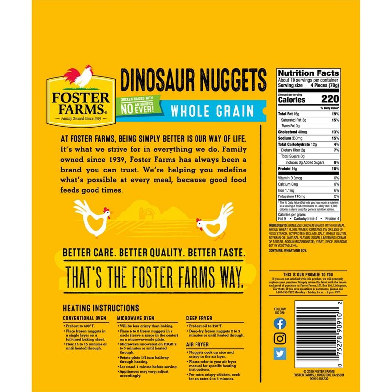 Foster Farms Whole Grain Dino Nuggets - Frozen - 28oz