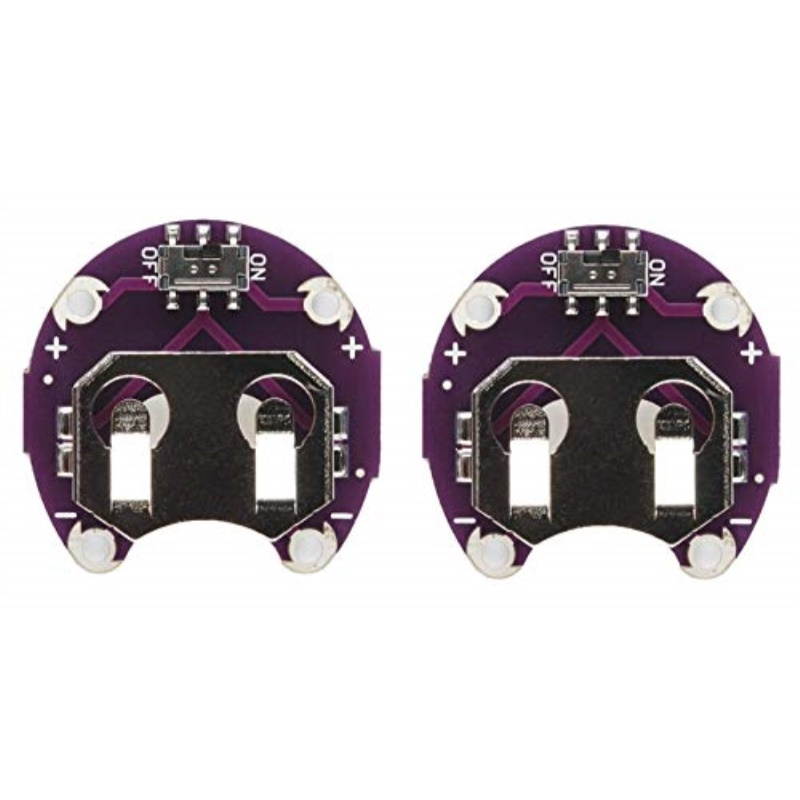 AMX3d Lilypad Arduino coin cell cR2032 Battery Holders with Switch - Save Batteries, Switch Off LEDs, Pack of 2