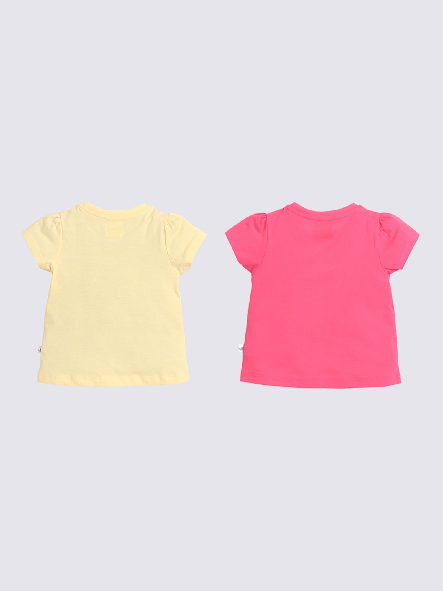 Bumzee Kids Pink & Yellow Printed T-Shirt (Pack Of 2)