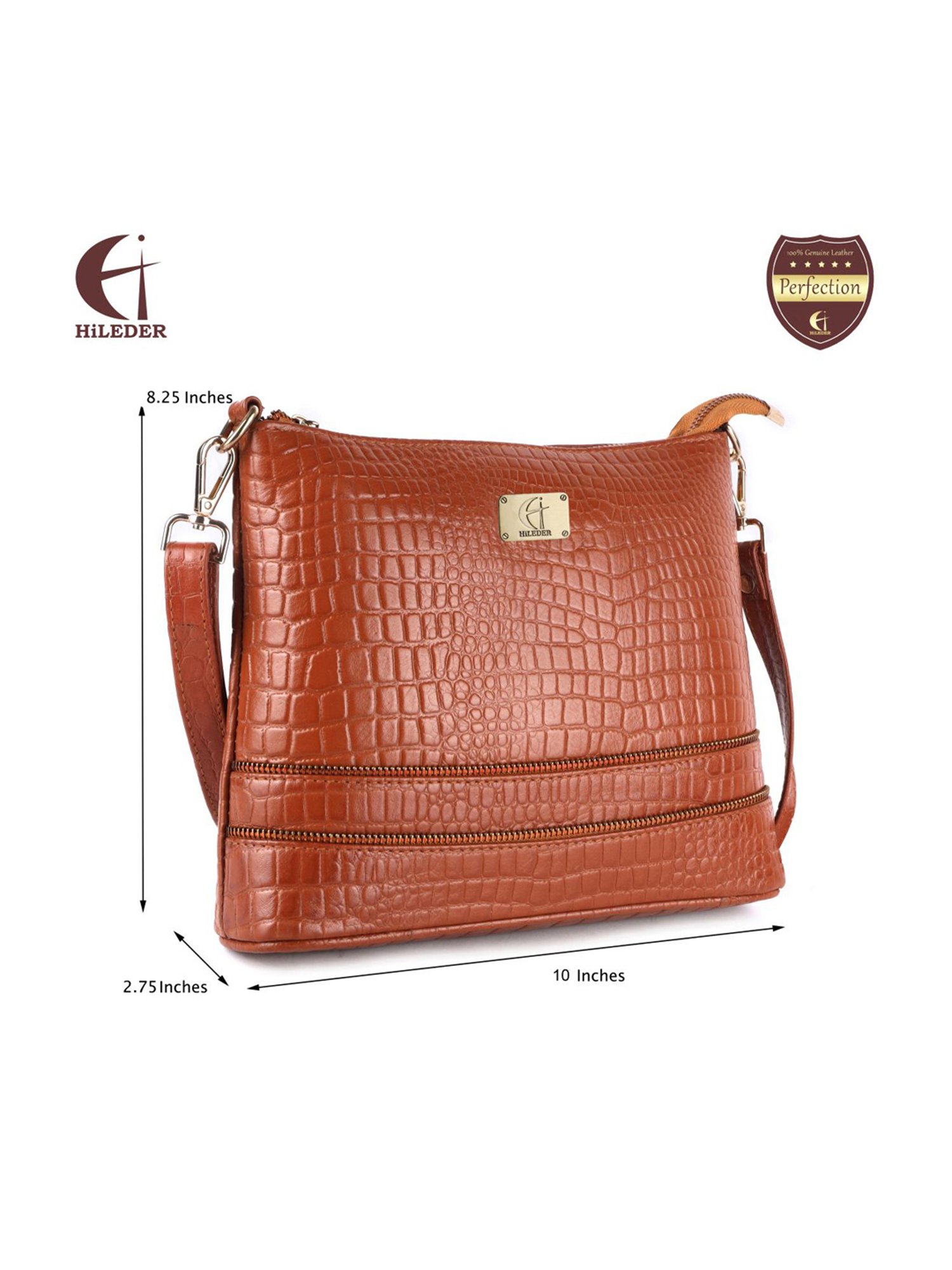HiLEDER Tan Textured Medium Sling Handbag