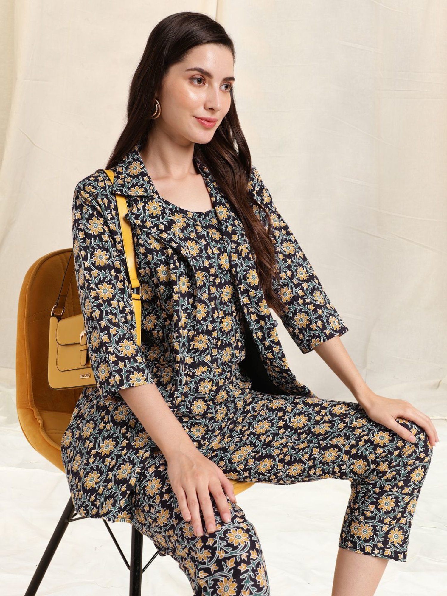 Melon by PlusS Blue Printed Shirt Pant Set