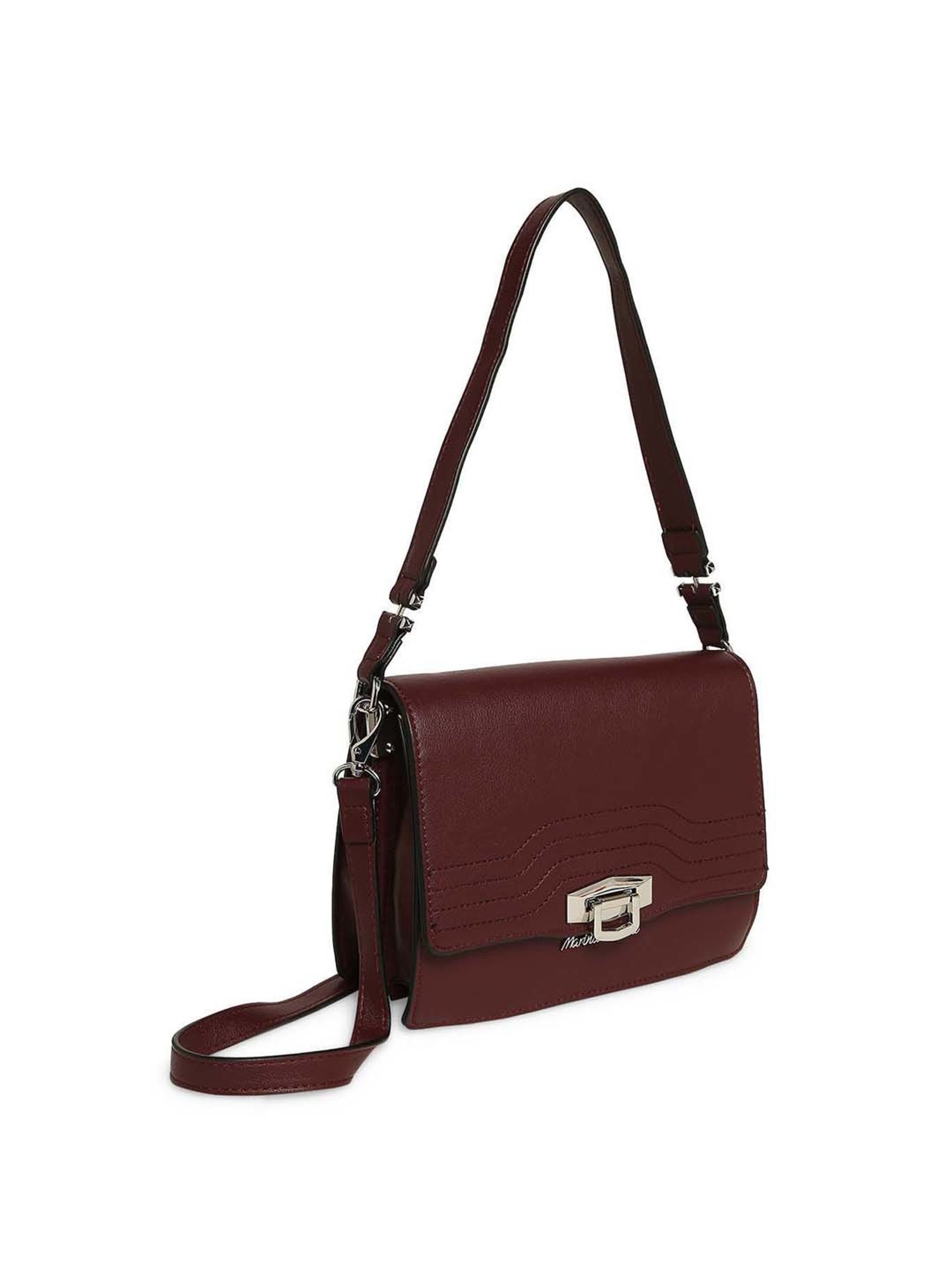 Marina Galanti Maroon Textured Medium Sling Handbag
