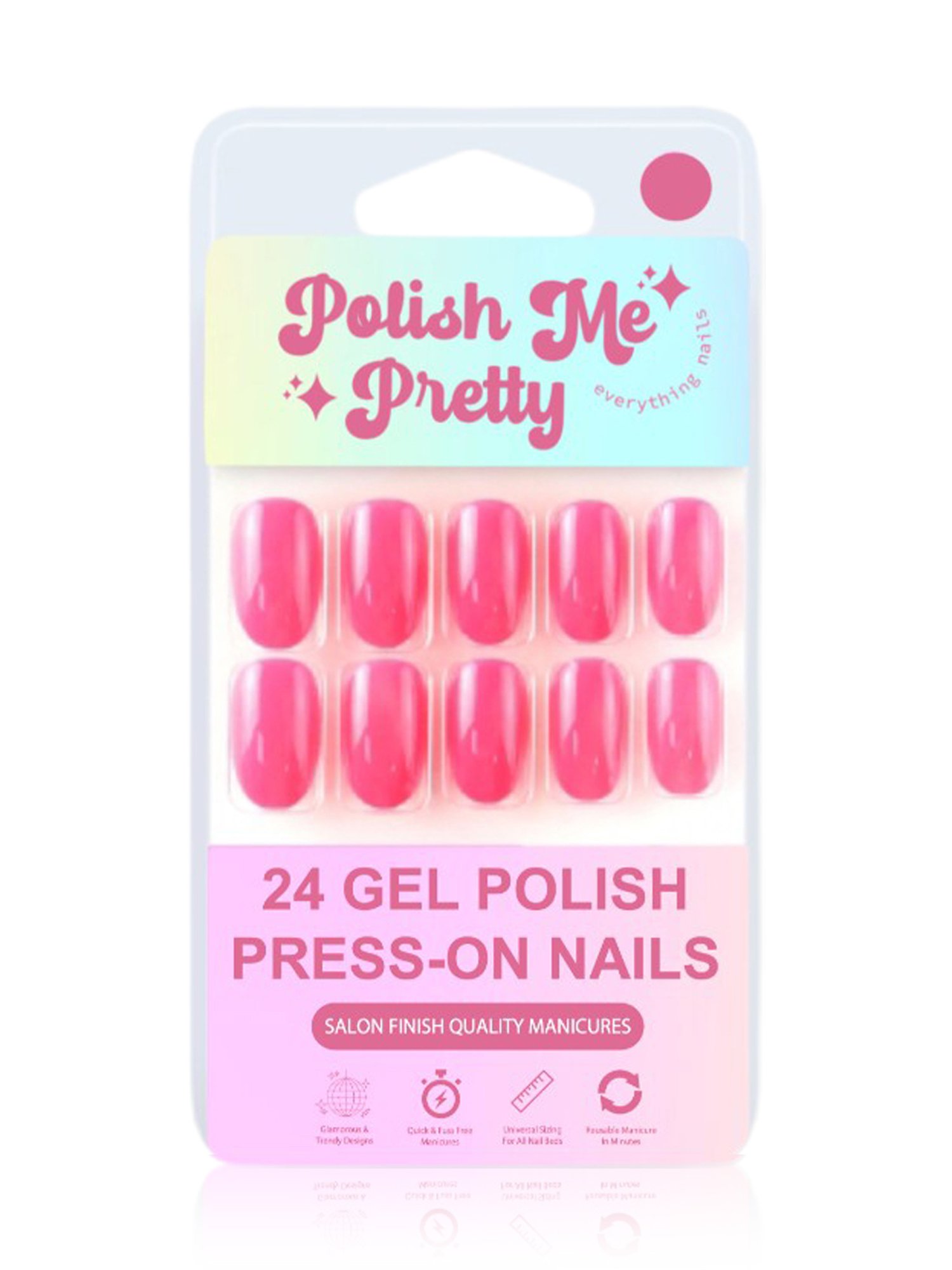 Polish Me Pretty Gel Polish Press-On Nails Pink Glo - Set of 24