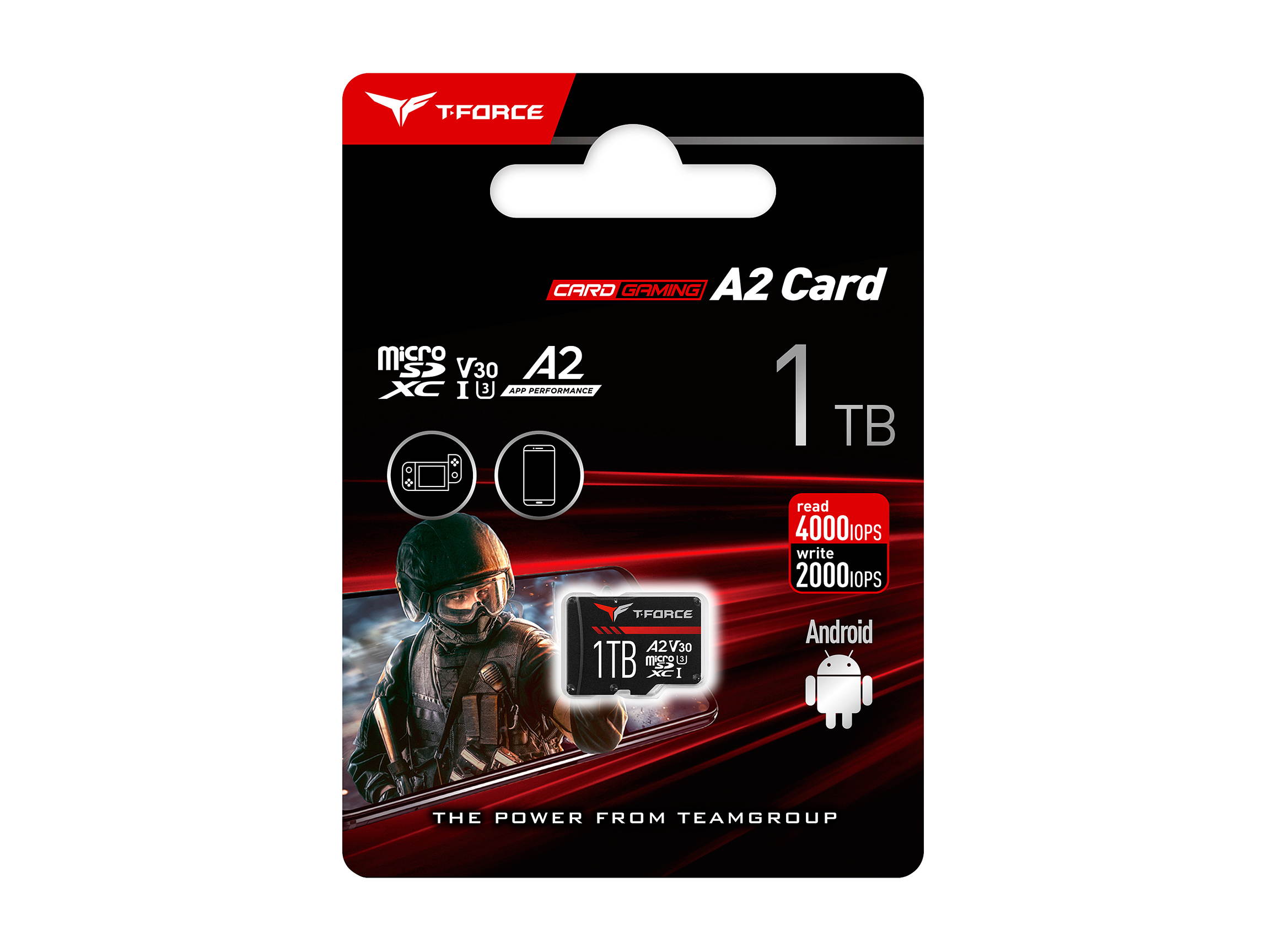 TEAM GROUP T-FORCE GAMING A2 CARD microSDXC 1TB UHS-I/U3/V30/A2 RETAIL w/o Adapter, Read/Write Speed Up to 100/90MB/s (TTUSDX1TIV30A202)