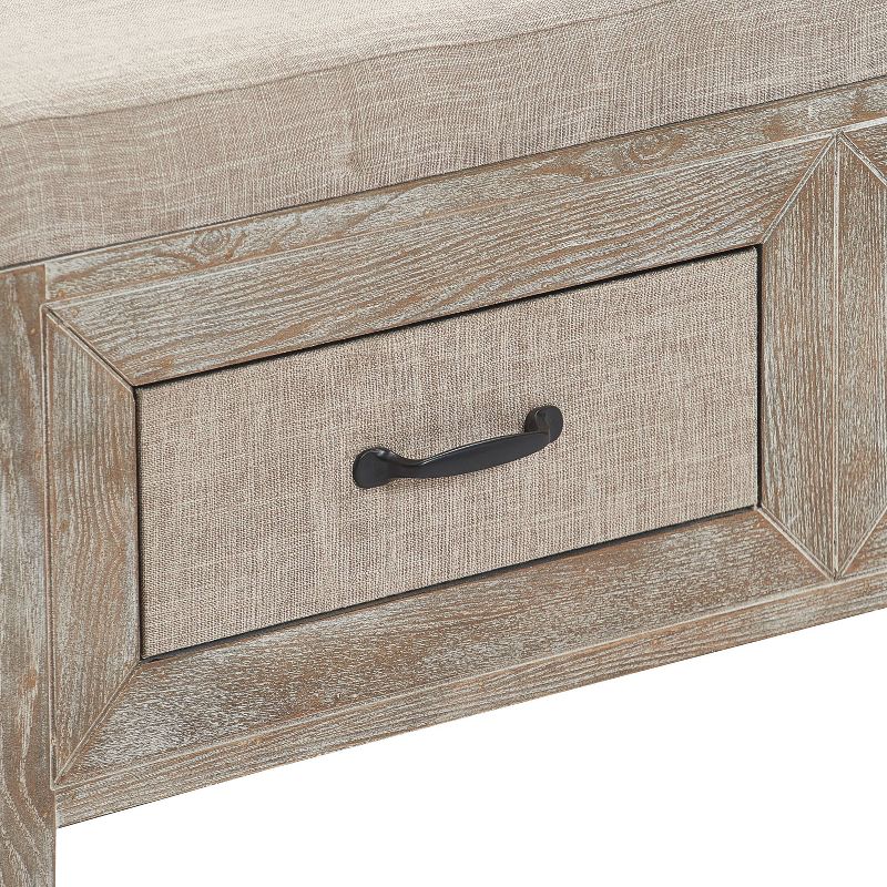 Cottage Upholstered Storage Bench Weathered Ash - ClickDecor