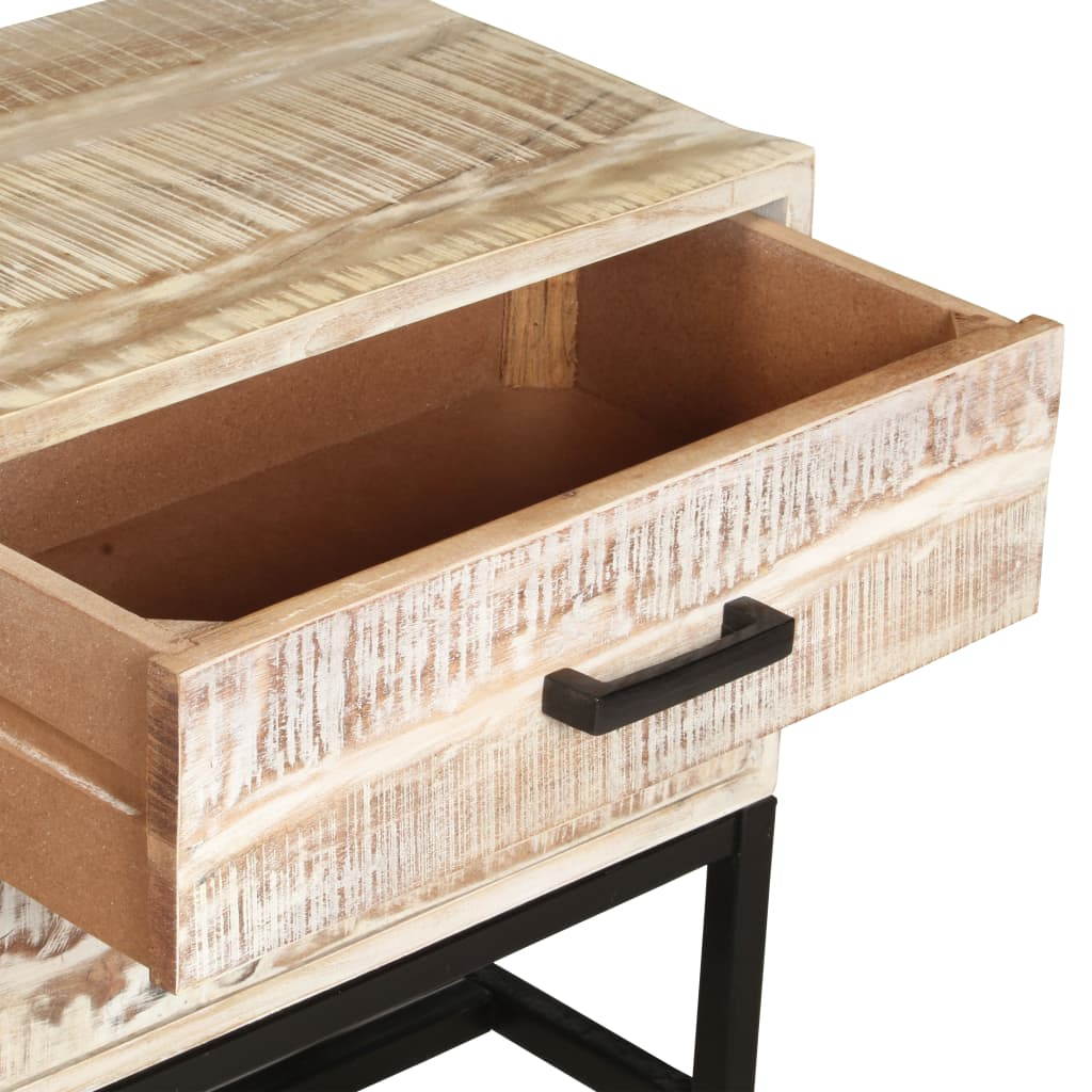 vidaXL Solid Acacia Wood TV Cabinet White TV Stand Console Table Storage Chest