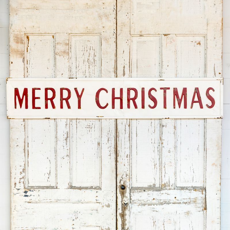Park Hill Collection Embossed Metal Merry Christmas Sign