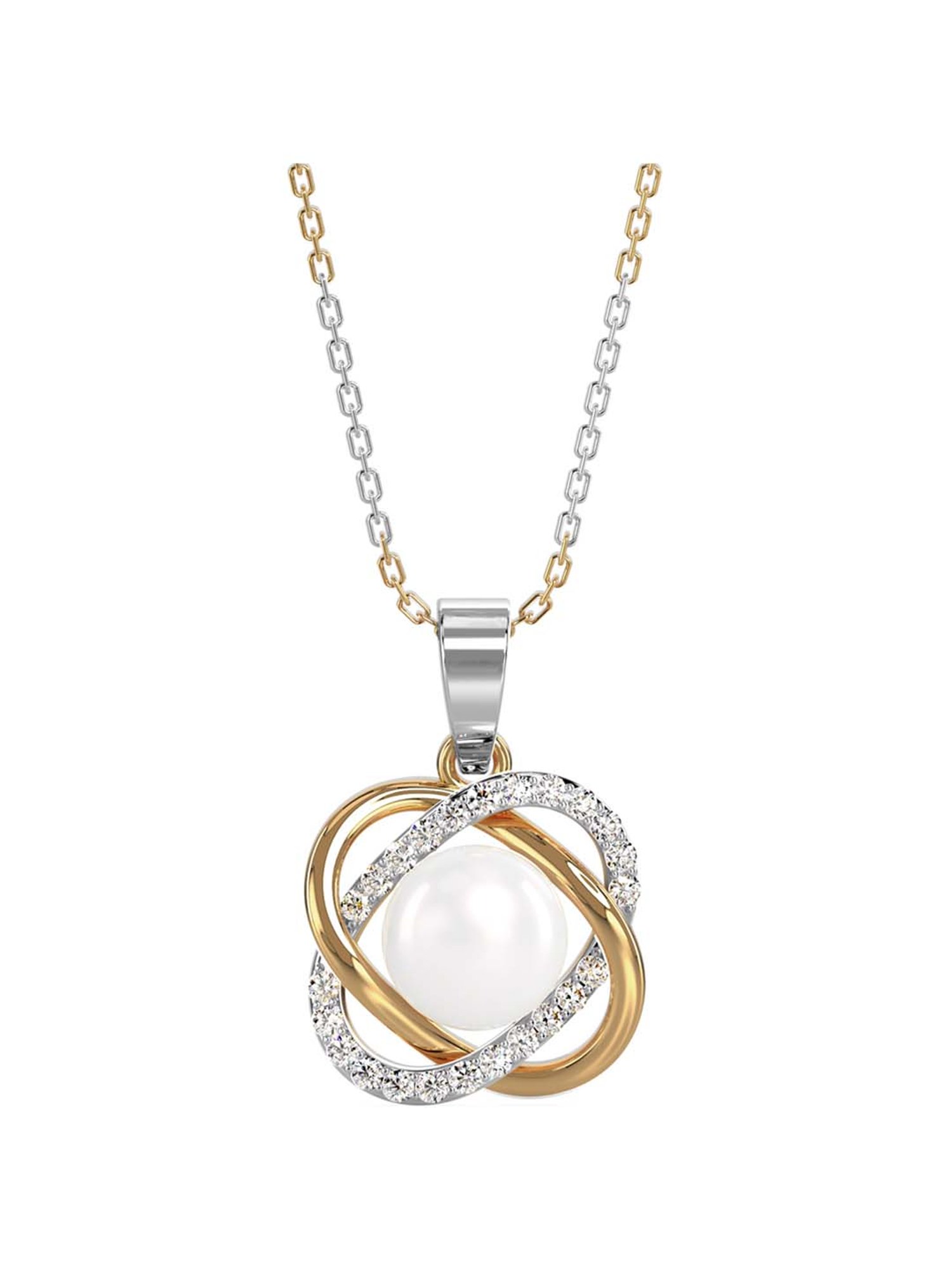 Clara 92.5 Sterling Silver Gold-Plated Swiss Zirconia Knot Pendant with Chain