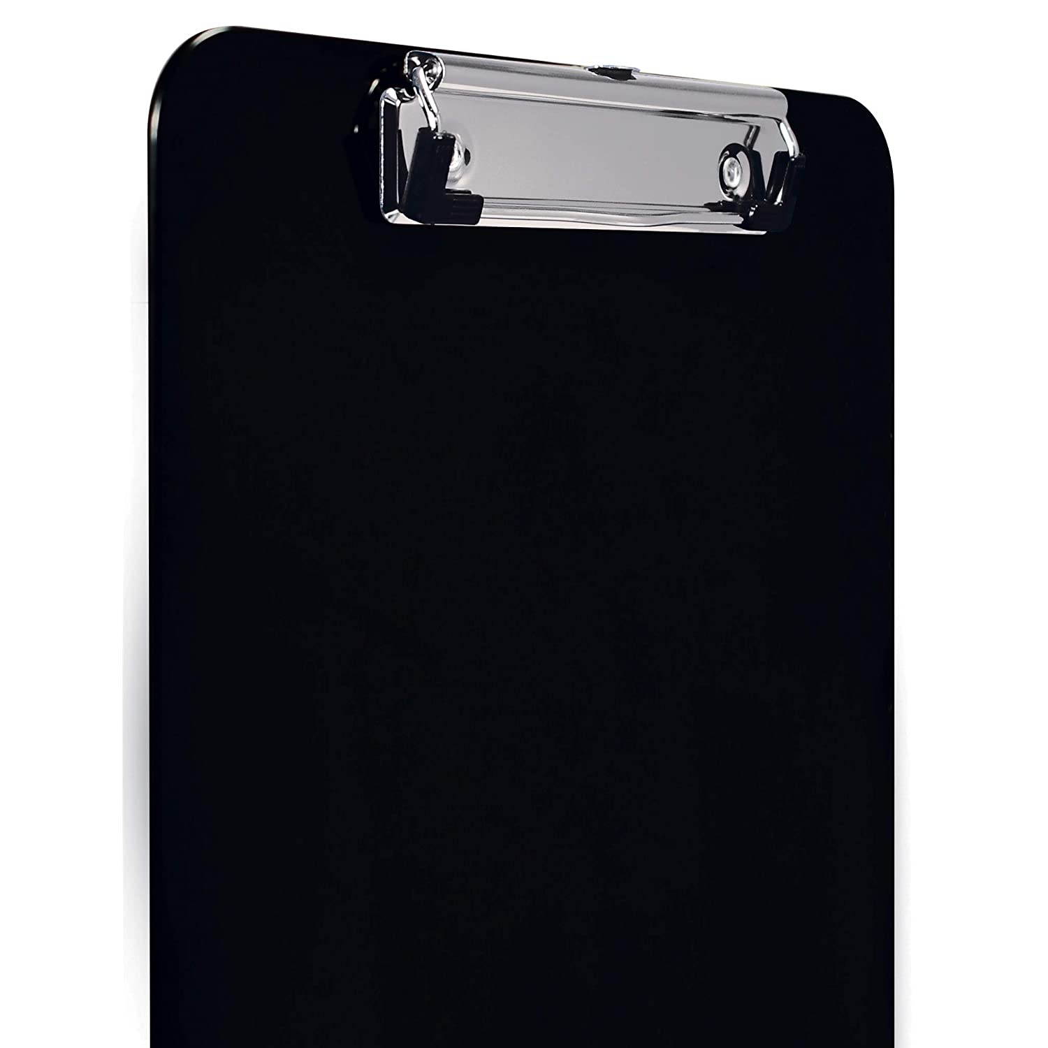 Black Plastic Clipboards, 12 Pack, Durable, 12.5 x 9 Inch, Low Profile Clip, by Better Office Products, Black, Set of 12