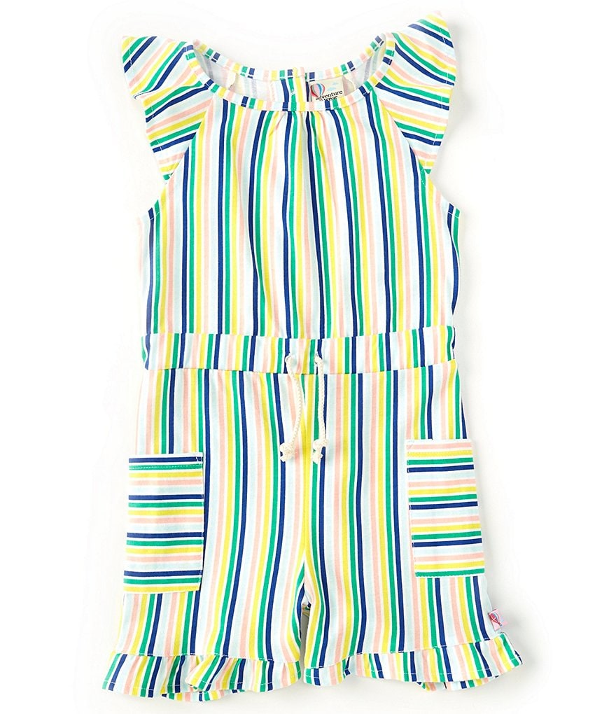Copper Key Adventure Wear by Copper Key Little Girls 2T-6X Flutter-Sleeve Striped Romper
