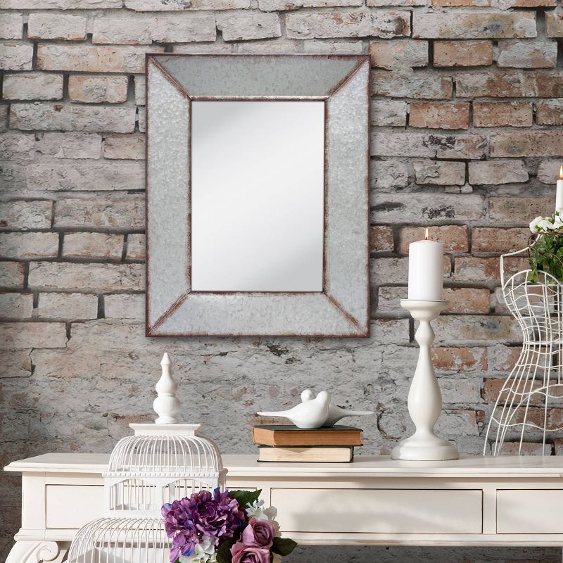 28" x 22" Rectangular Galvanized Metal Wall Hanging Mirror Silver - Stonebriar Collection