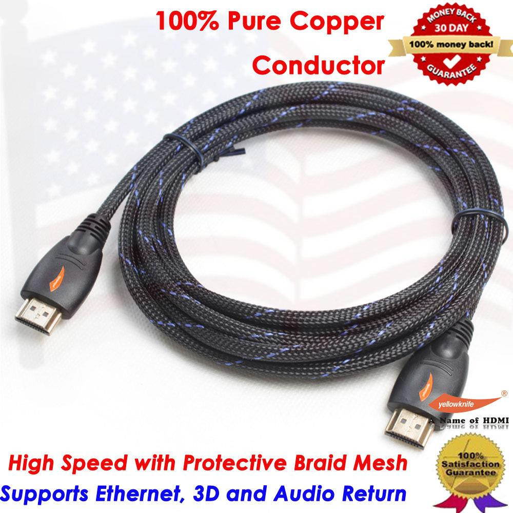 HDMI to HDMI Cable 10 feet w/Premium Protective Nylon Braided,Ethernet,3D,Audio