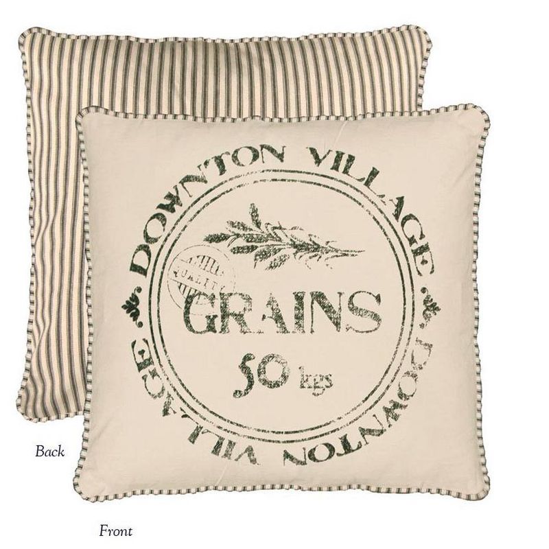 Heritage Lace 18" Square Downton Abbey Village British Grains Ticking Stripe Reversible Indoor Throw Pillow - Brown/White