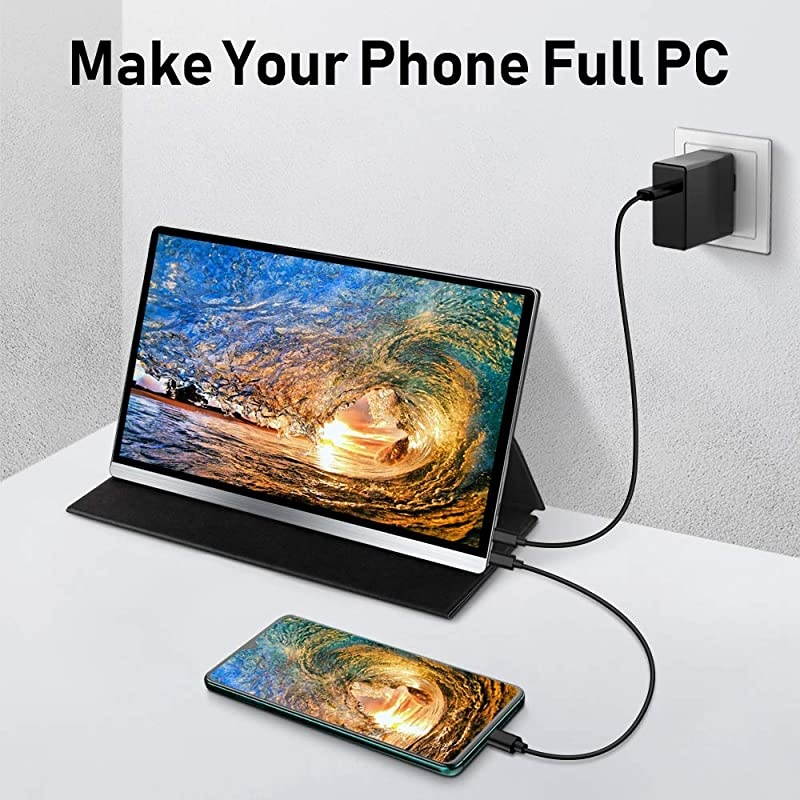 4k Portable Monitor 15.6&rsquo;&rsquo; for Laptop,  Gaming Second Monitor with Dual USB C Mini HD for Computer MacBook Pro PS4 Phone Xbox Switch, Computer External Display VESA Mount 3840 x 2160 100% sRGB