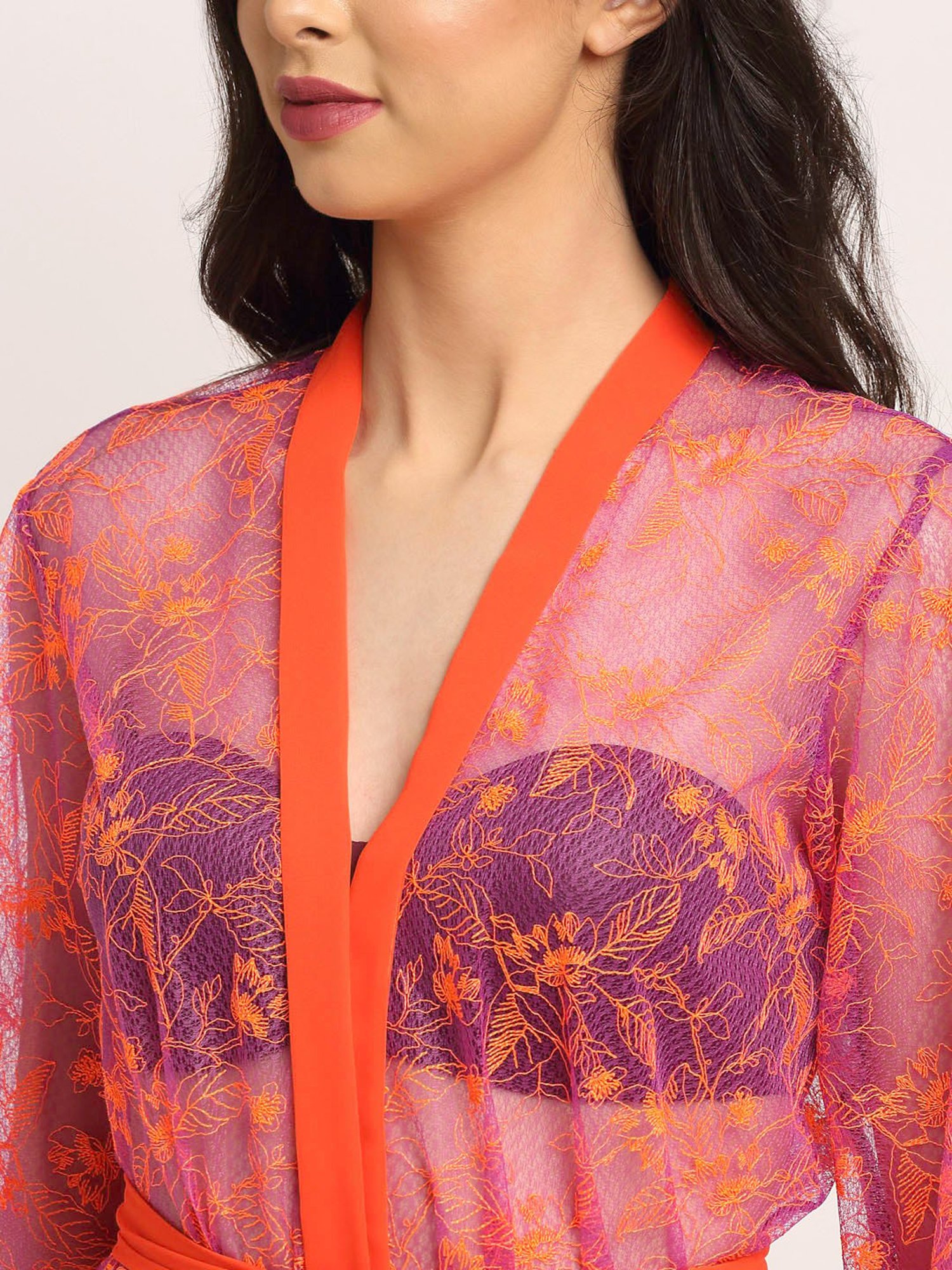 Erotissch Purple Floral Print Beachwear Co-Ord Set