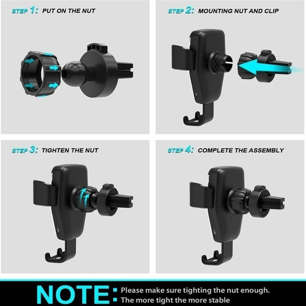 Car Gravity Mount Qi Wireless Charger for iPhone X 8 Plus iPhone XS Plus Air Vent Phone Holder Smart Wireless Fast Charging for Samsung Galaxy S9 S9 Plus S8 S7 S6 Note 9 Note 8 and Most 4.0&rdquo;-6.5&ldquo; Cell