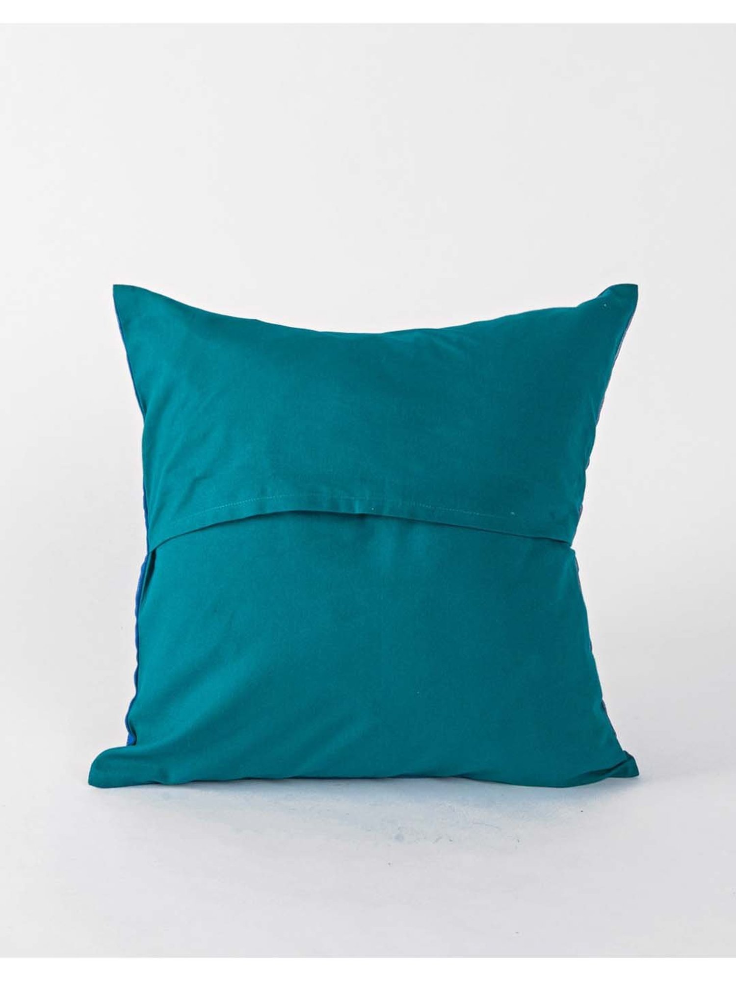 Fabindia Sagira Blue & Green Cotton Silk Cushion Cover - Set of 1