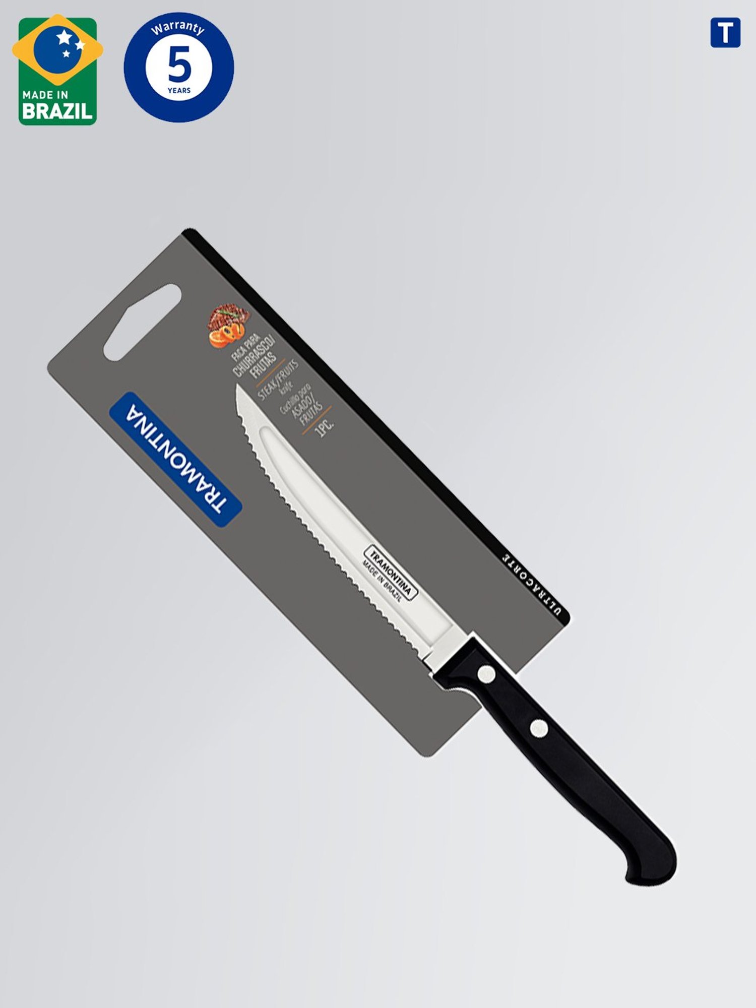 Tramontina Ultracorte Stainless Steel Fruit Knife Plain Edge 4.7" Antimicrobial Kitchen Knife