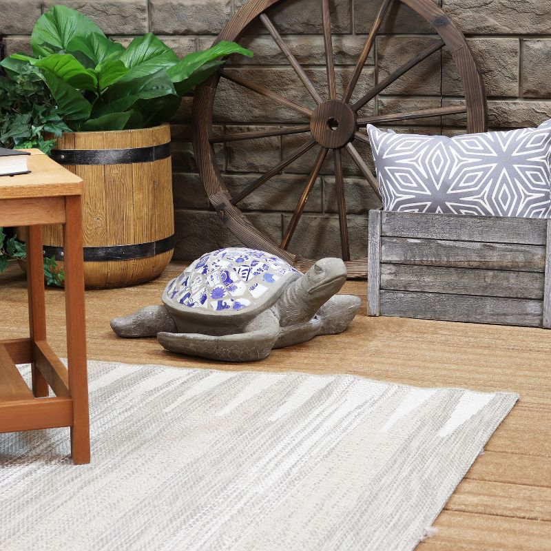 Sunnydaze 20" Sofia the Sophisticated Concrete Mosaic Sea Turtle Indoor/Outdoor Statue